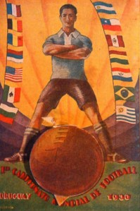 Postal conmemorativa de la primera Copa del Mundo.